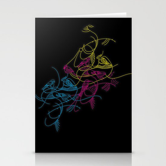 birds doodle in cmyk Stationery Cards