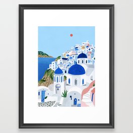 Santorini Framed Art Print | Travelposter, Summer, Greece, Painting, Europe, Acrylic, Santorini, Curated, Holiday, Travel 
