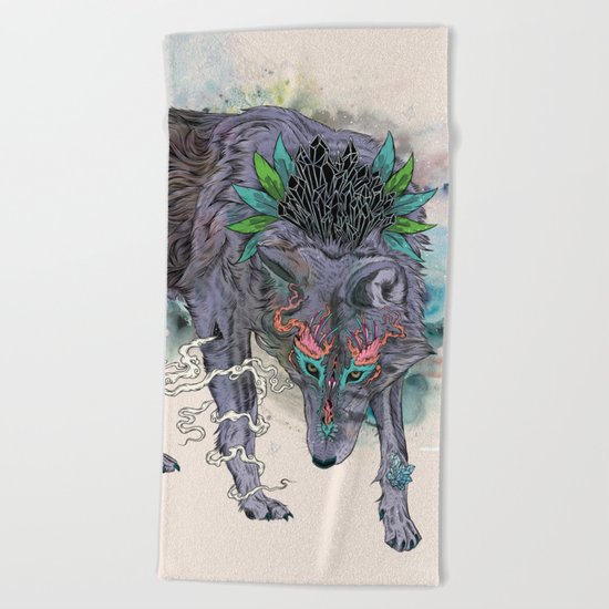 Journeying Spirit (wolf) Beach Towel