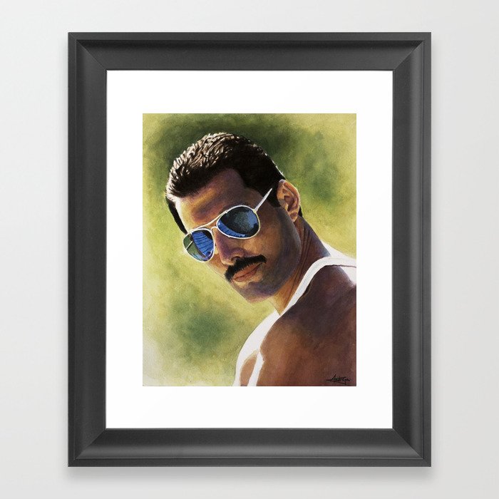 Watercolor Painting Freddiemercury Framed Art Print By