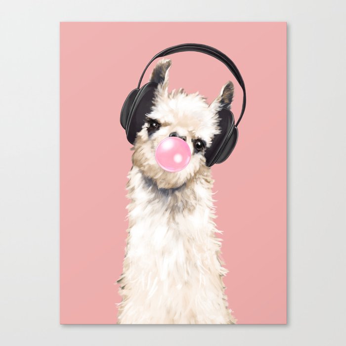 Chewing Llama enjoying Music 01 Canvas Print
