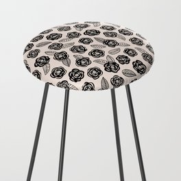 Monochrome Scandinavian Rose Cut-Out Print Counter Stool