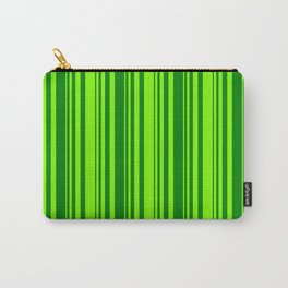 [ Thumbnail: Chartreuse & Green Colored Striped/Lined Pattern Carry-All Pouch ]