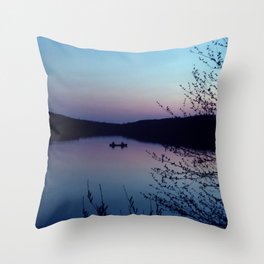 Canoeing at sunset Throw Pillow
