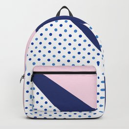 Navy blue blush pink polka dots geometrical pattern Backpack