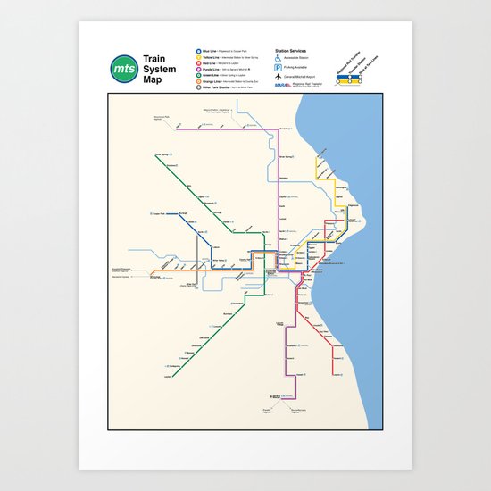 Milwaukee Transit System Map Art Print