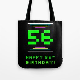 [ Thumbnail: 56th Birthday - Nerdy Geeky Pixelated 8-Bit Computing Graphics Inspired Look Tote Bag ]