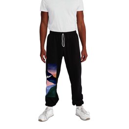 Beautiful Mountain River Moon Sunset Design Sweatpants