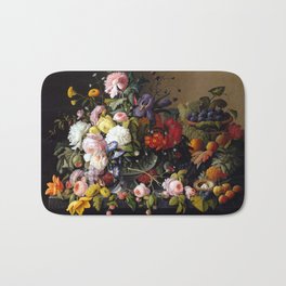 Severin Roesen Still Life, Flowers and Fruit Bath Mat | Floral, Flowers, Severinroesen, Colorful, Grapes, Nature, Victorian, Oil, Natural, Stilllife 