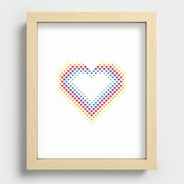 Halftone Heart Shaped Dots Rainbow Color Recessed Framed Print