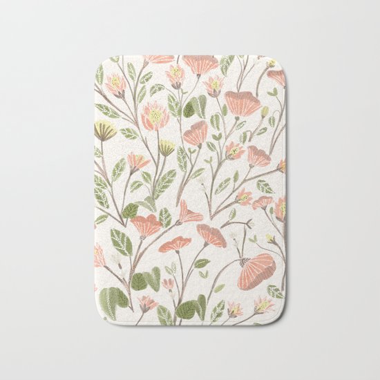 Spring Floral Pattern Bath Mat