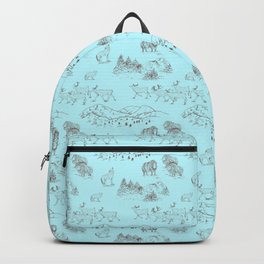 Arctic Wildlife Pattern (Light Blue and Brown) Backpack