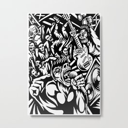 Illustration of Rock Concert Metal Print | Black and White, Illustration, Music, Curated, Pop Art 