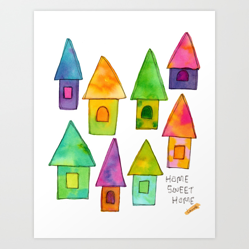 Home Sweet Home House Illustration Family Parents Housewarming