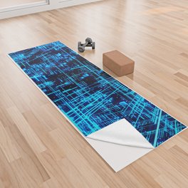 Super Grid 3D Abstract Metaverse -Blue- Yoga Towel