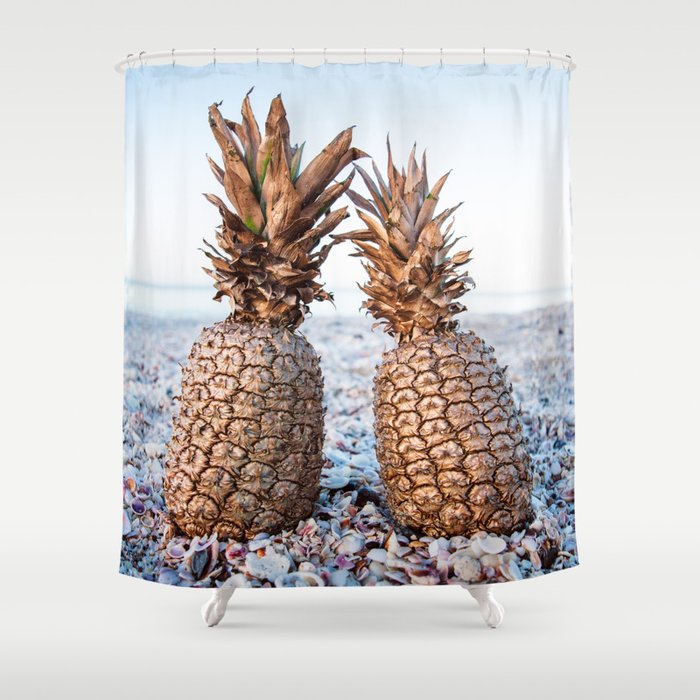 Gold Pineapples Shower Curtain By Jenaardell Society6