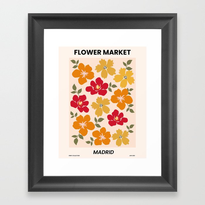 Flower Market Print Madrid, Abstract Flower Poster Framed Art Print