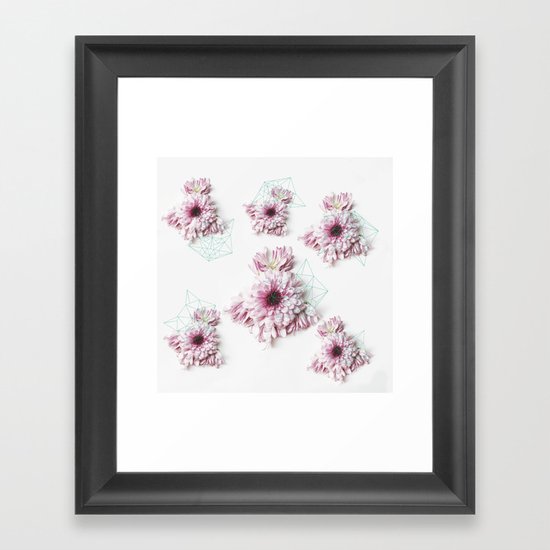 Geometry pastel flowers Framed Art Print