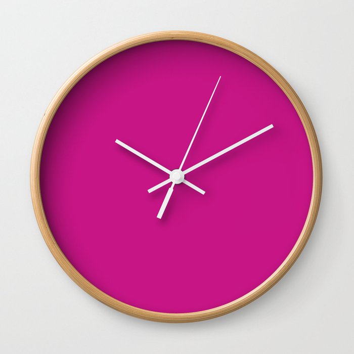 Medium Violet Red Purple Solid Color Popular Hues Patternless Shades of Magenta Hex #c71585 Wall Clock