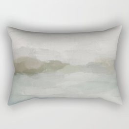 Break in the Weather III - Gray Clouds Sunrise Sage Green Blue Ocean Horizon Abstract Water Painting Rectangular Pillow