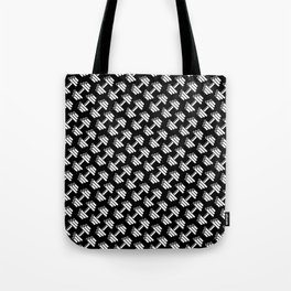 Dumbbellicious inverted / Black and white dumbbell pattern Tote Bag