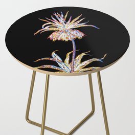 Floral Fritillaries Mosaic on Black Side Table