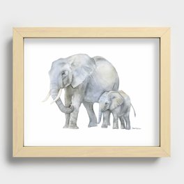 Mother and Baby Elephants Recessed Framed Print