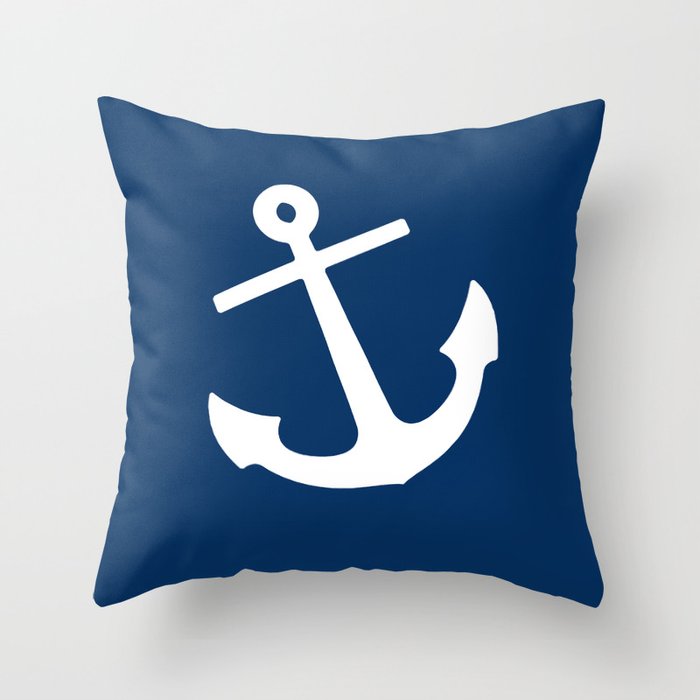 Navy Blue Anchor Throw Pillow By Mstudio Society6