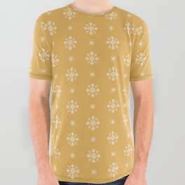 Christmas Pattern Yellow Retro Snowflake All Over Graphic Tee
