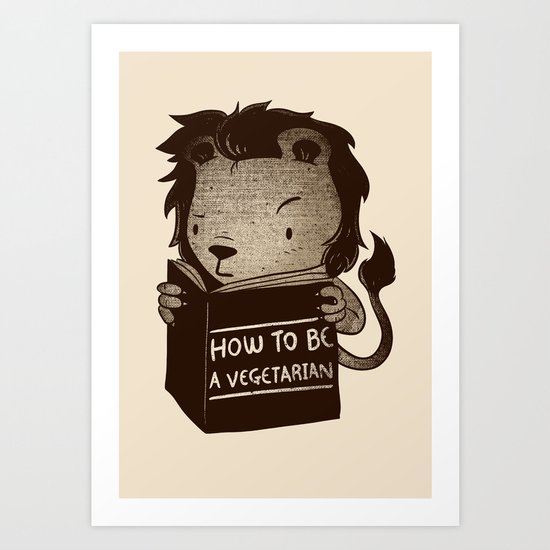 Lion Book How To Be Vegetarian Art Print