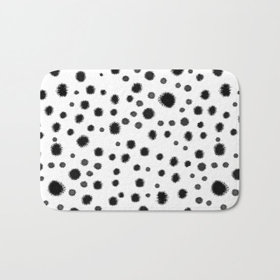 Ink drops splats splots inky texture painting abstract black and white minimal modern dorm college Bath Mat