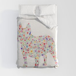 French Bulldog Floral Watercolor Duvet Cover