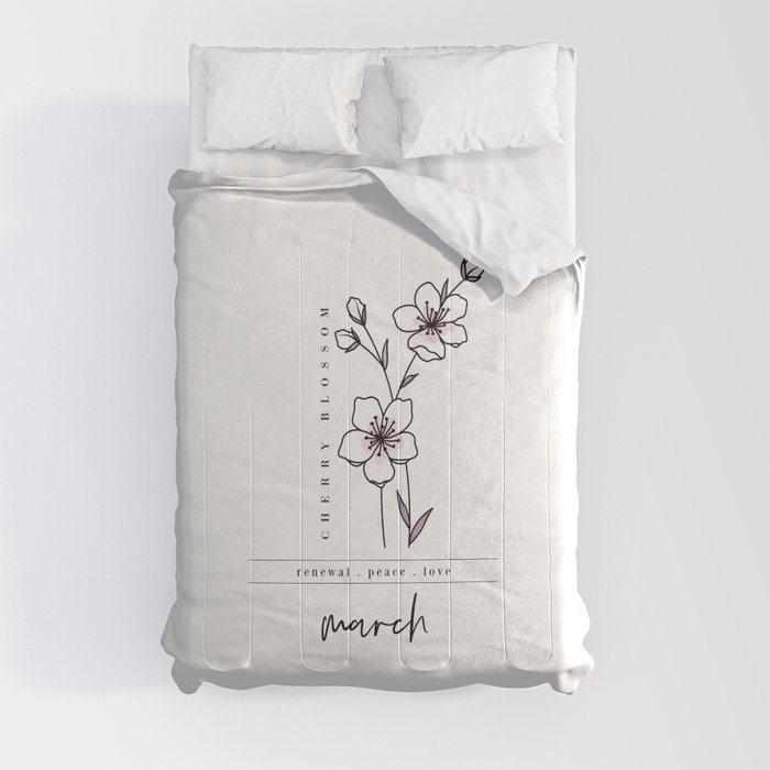 March Birth Flower | Cherry Blossom Comforter