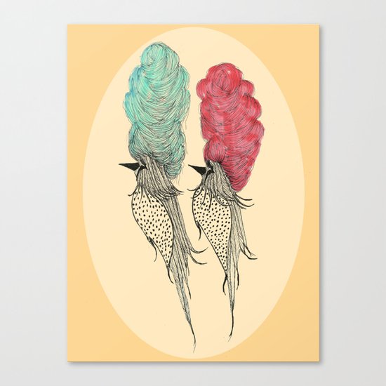 Bouffant Birds Canvas Print