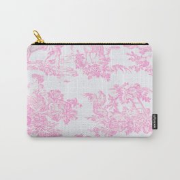 Pink Toile De Jouy Print Carry-All Pouch | Grandmachic, Bedroom, Greentoile, Graphicdesign, Party, Livingroom, Diningroom, Patio, Interiordesign, Chinoiserie 