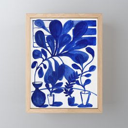 Blue Tabletop Flowers Framed Mini Art Print