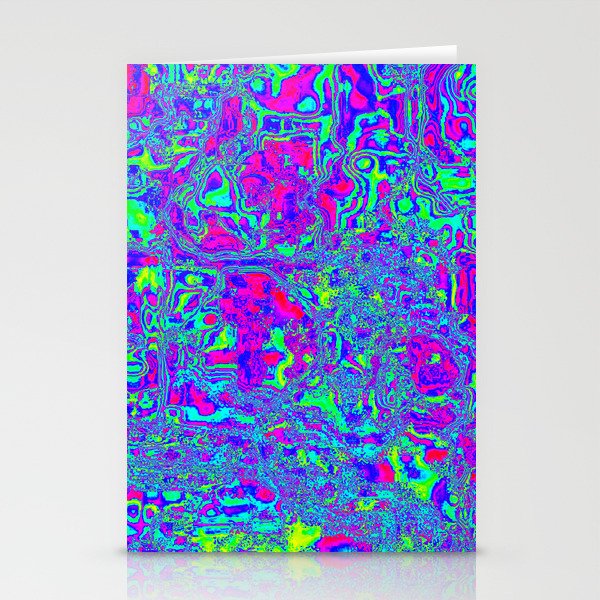 Cool Colors and Pink Psychedelic Design Stationery Cards