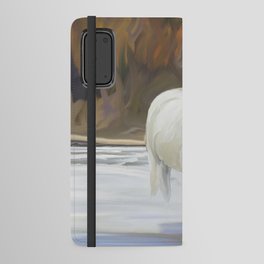 white horse running in water, digital painting Android Wallet Case