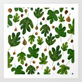 Fig leaf painted pattern Art Print