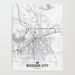 Bossier City, Louisiana, United States - Light City Map Poster