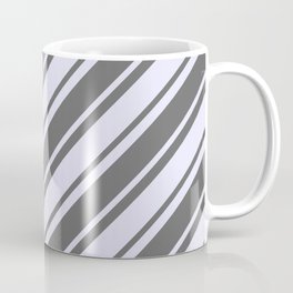 [ Thumbnail: Dim Grey and Lavender Colored Lines Pattern Coffee Mug ]