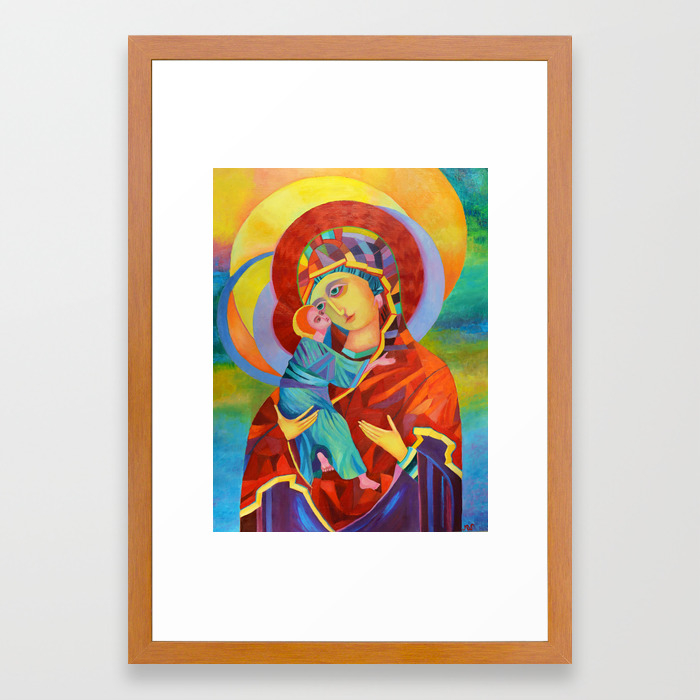Virgin Mary Painting Madonna And Child Jesus Icon Modern Catholic
