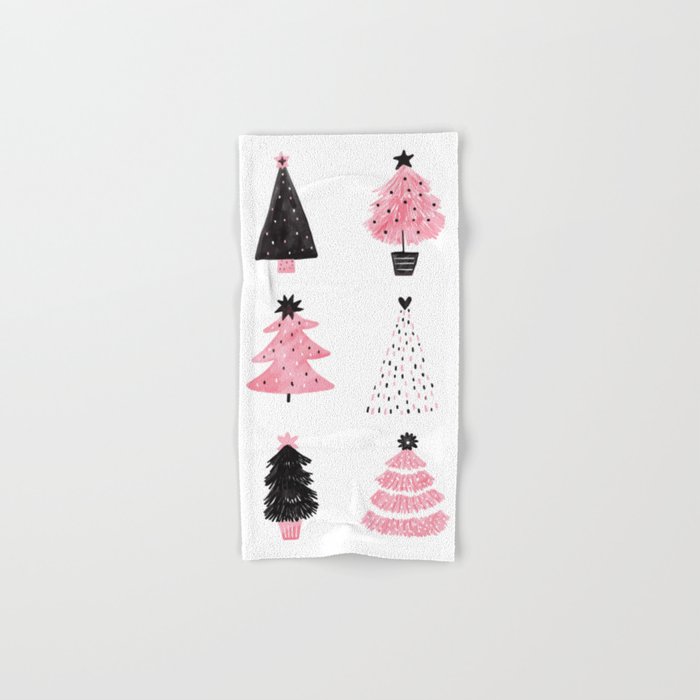 Cotton Candy Christmas Trees Watercolor Hand & Bath Towel by Lori Goree