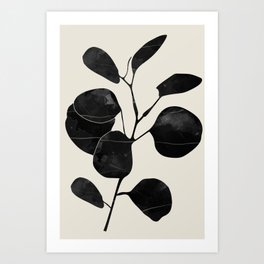 Dark eucalyptus leaf - botanical illustration Art Print