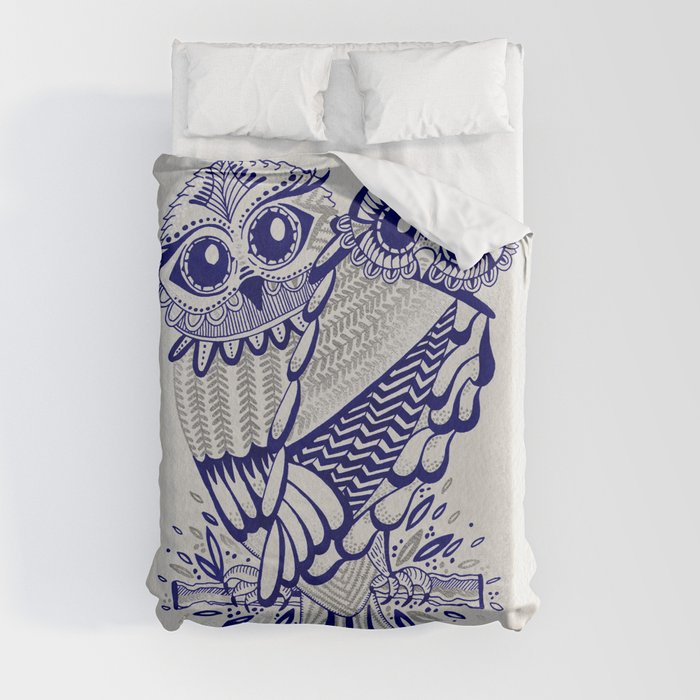 Owls – Silver & Navy Duvet Cover