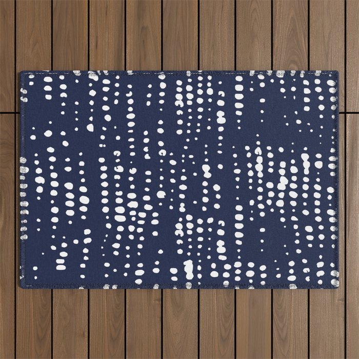 Abstract Spotted Pattern in Navy Blue Outdoor Rug