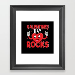 Kawaii Rock Rocker Hearts Day Valentines Day Framed Art Print