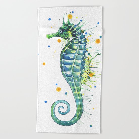 Seahorse: Green Beach Towel