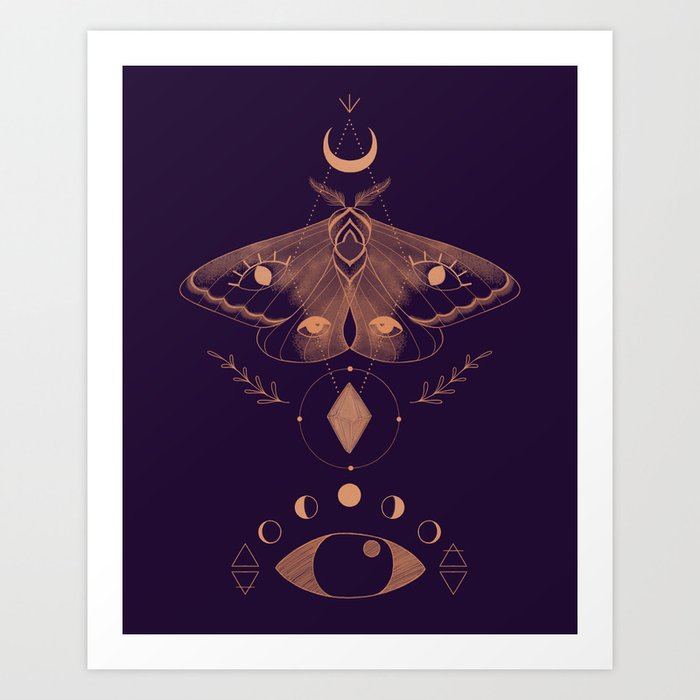 Metaphys Moth - Purple Art Print