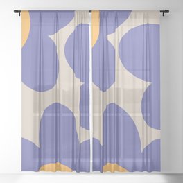 Very peri retro flowers Sheer Curtain